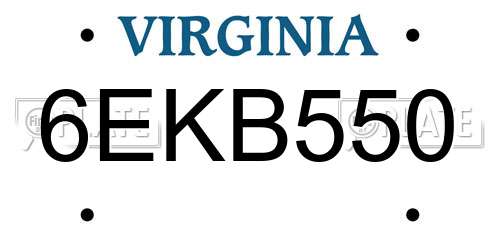 6EKB550 Virginia License Plate
