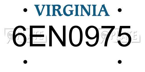 6EN0975 Virginia License Plate