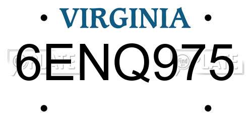 6ENQ975 Virginia License Plate
