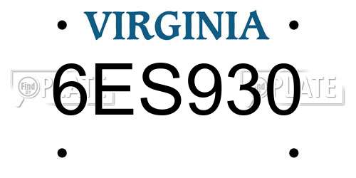 6ES930 Virginia License Plate