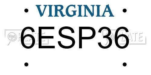 6ESP36 Virginia License Plate
