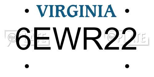 6EWR22 Virginia License Plate