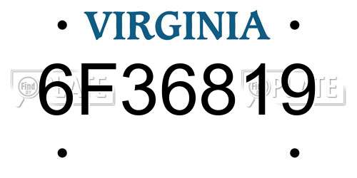 6F36819 Virginia License Plate