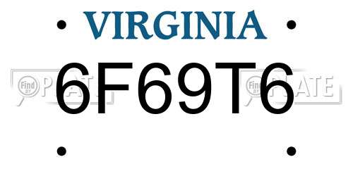 6F69T6 Virginia License Plate