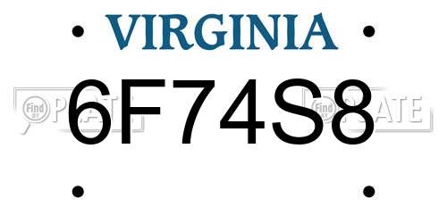 6F74S8 Virginia License Plate