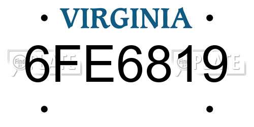 6FE6819 Virginia License Plate
