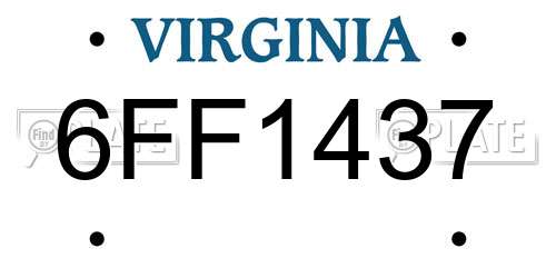 6FF1437 Virginia License Plate