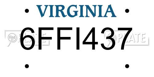 6FFI437 Virginia License Plate