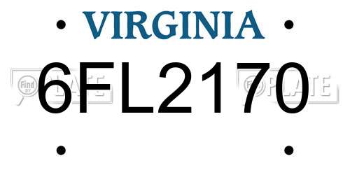 6FL2170 Virginia License Plate