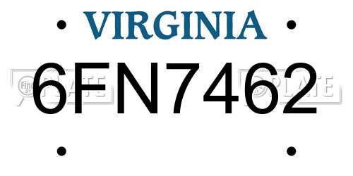 6FN7462 Virginia License Plate