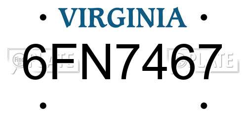 6FN7467 Virginia License Plate