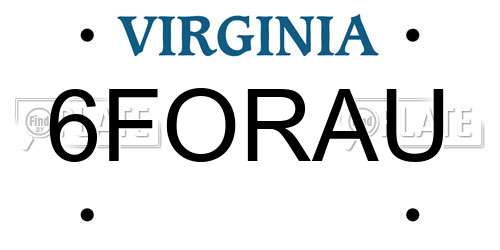 6FORAU Virginia License Plate