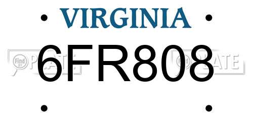6FR808 Virginia License Plate