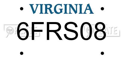 6FRS08 Virginia License Plate