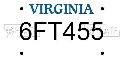 6FT455 Virginia License Plate