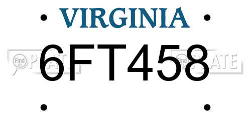 6FT458 Virginia License Plate