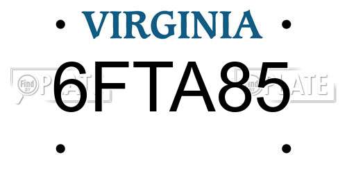 6FTA85 Virginia License Plate