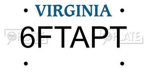6FTAPT Virginia License Plate