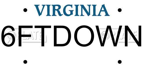 6FTDOWN Virginia License Plate