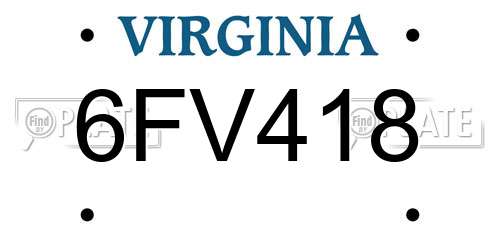 6FV418 Virginia License Plate