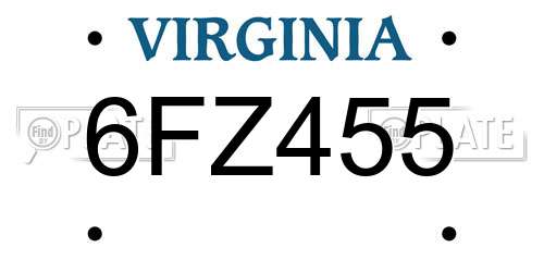 6FZ455 Virginia License Plate