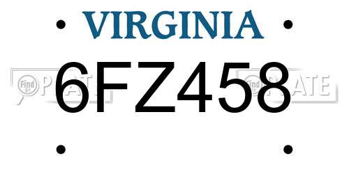 6FZ458 Virginia License Plate