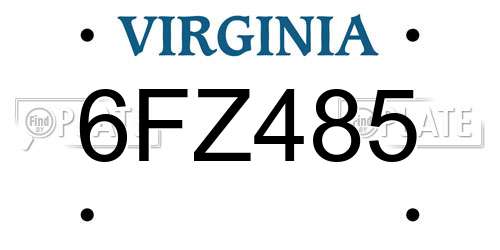 6FZ485 Virginia License Plate