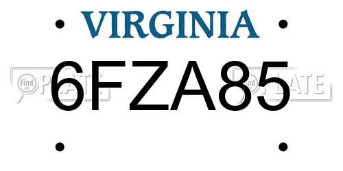 6FZA85 Virginia License Plate