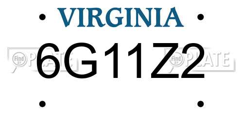 6G11Z2 Virginia License Plate