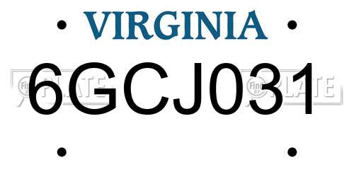 6GCJ031 Virginia License Plate