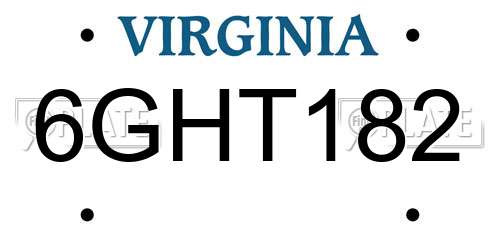 6GHT182 Virginia License Plate