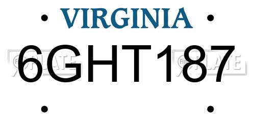 6GHT187 Virginia License Plate