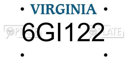 6GI122 Virginia License Plate