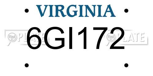 6GI172 Virginia License Plate