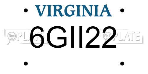 6GII22 Virginia License Plate