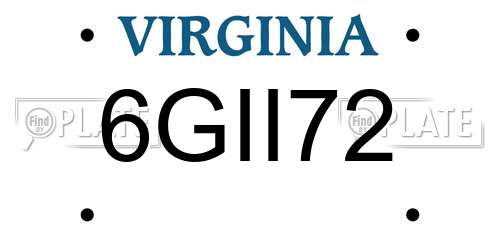 6GII72 Virginia License Plate