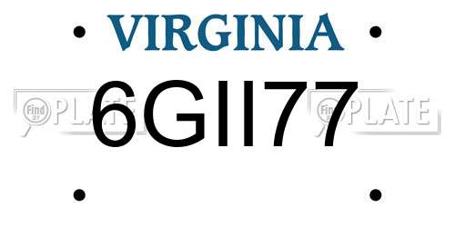 6GII77 Virginia License Plate
