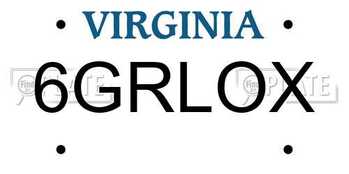 6GRLOX Virginia License Plate