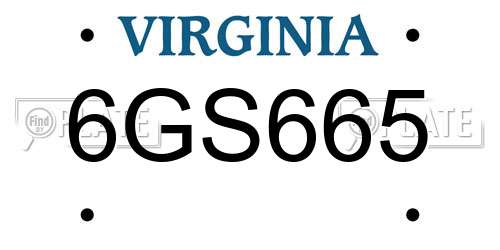 6GS665 Virginia License Plate