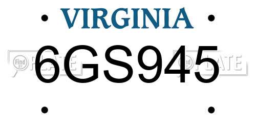 6GS945 Virginia License Plate