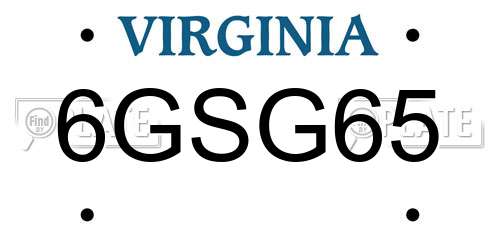 6GSG65 Virginia License Plate