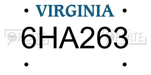 6HA263 Virginia License Plate