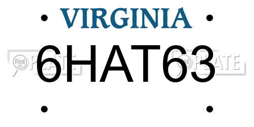 6HAT63 Virginia License Plate