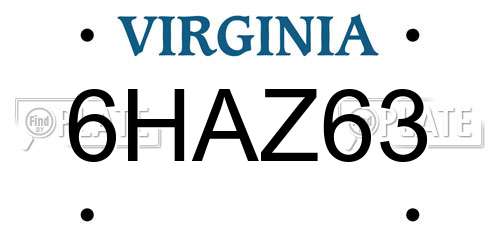 6HAZ63 Virginia License Plate
