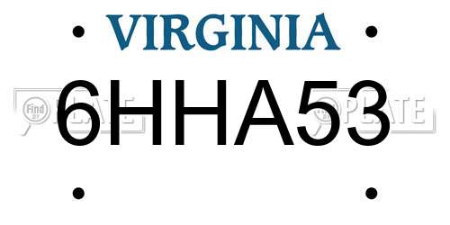 6HHA53 Virginia License Plate