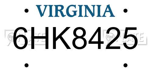 6HK8425 Virginia License Plate