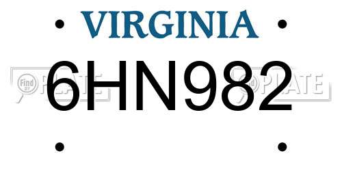 6HN982 Virginia License Plate