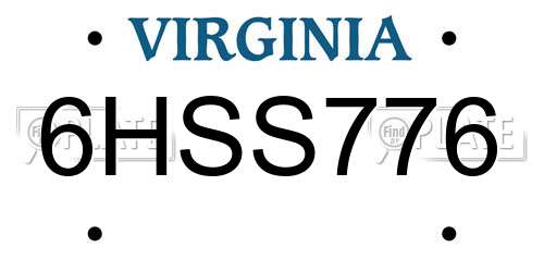 6HSS776 Virginia License Plate
