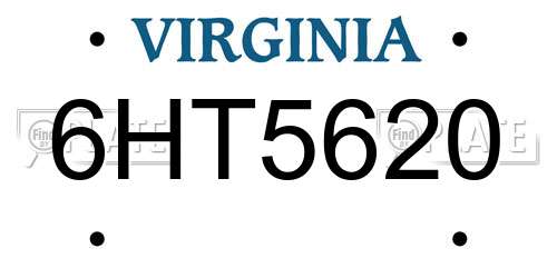 6HT5620 Virginia License Plate