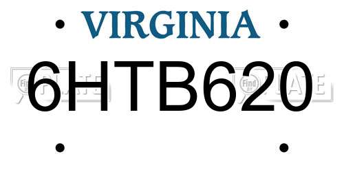 6HTB620 Virginia License Plate